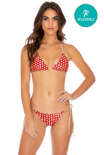 DOTTED DELIGHT - Triangle Top & Wavy Ruched Back Tie Side Bottom • Ruby Red