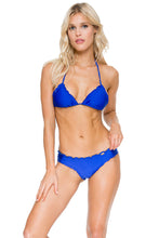 COSITA BUENA - Wavy Triangle Top & Wavy Brazilian Ruched Back Bottom • Electric Blue