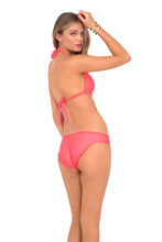 COSITA BUENA - Halter Triangle Top & Full Ruched Back Bottom • Fire Coral