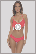 COSITA BUENA - Plunge Push Up Fringe Underwire Top & Scrunch Side Full Bottom • Bombshell Red