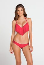 COSITA BUENA - Fringe Plunge Push Up Underwire & Seamless Minimal Coverage Bottom • Bombshell Red