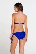 COSITA BUENA - Underwire Push Up Bandeau & Wavy Full Tie Side Ruched Back • Electric Blue