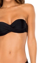 COSITA BUENA - Underwire Push Up Bandeau Top & Seamless Wavy Ruched Back Brazilian Bottom • Black