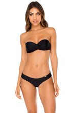 COSITA BUENA - Underwire Push Up Bandeau Top & Seamless Wavy Ruched Back Brazilian Bottom • Black