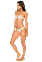 COSITA BUENA - Underwire Push Up Bandeau Top & Seamless Wavy Ruched Back Brazilian Bottom • Gold Rush