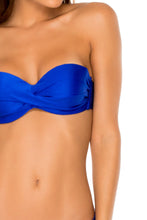 COSITA BUENA - Underwire Push Up Bandeau Top & Seamless Wavy Ruched Back Brazilian Bottom • Electric Blue