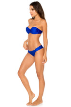 COSITA BUENA - Underwire Push Up Bandeau Top & Seamless Wavy Ruched Back Brazilian Bottom • Electric Blue