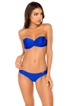 COSITA BUENA - Underwire Push Up Bandeau Top & Seamless Wavy Ruched Back Brazilian Bottom • Electric Blue