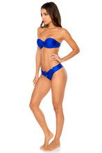COSITA BUENA - Underwire Push Up Bandeau Top & Drawstring Ruched Brazilian Bottom • Electric Blue