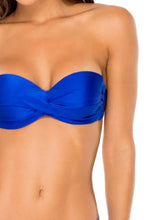 COSITA BUENA - Underwire Push Up Bandeau Top & Drawstring Ruched Brazilian Bottom • Electric Blue