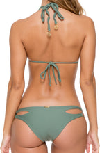 COSITA BUENA - Zig Zag Knotted Cut Out Triangle Top & Reversible Zig Zag Open Side Moderate Bottom • Army