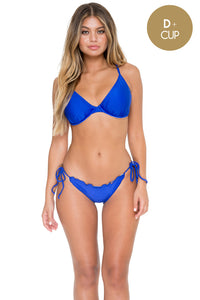 COSITA BUENA - Underwire Adjustable Top & Wavey Full Tie Side Ruched Back • Electric Blue