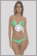 COSITA BUENA - Molded Push Up Bandeau Halter Top & Full Ruched Back Bottom • Snob Green