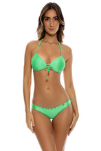 COSITA BUENA - Molded Push Up Bandeau Halter Top & Full Ruched Back Bottom • Snob Green