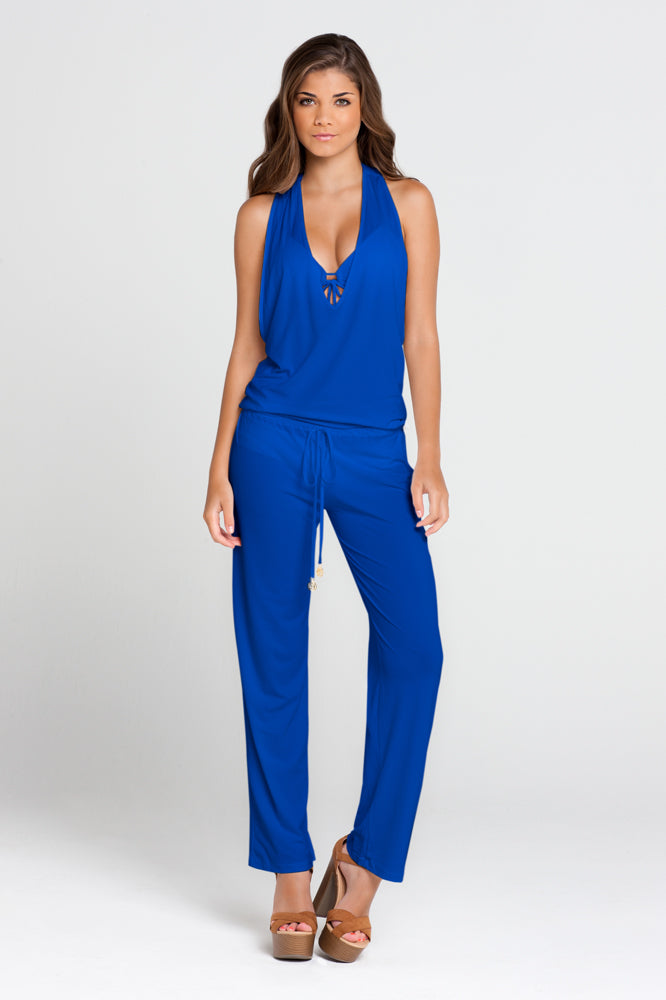 COSITA BUENA - T Back Long Jumpsuit • Electric Blue