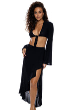 COSITA BUENA - Bell Sleeve Crop Top & Ruffle High Lo Slit Skirt • Black