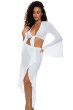 COSITA BUENA - Bell Sleeve Crop Top & Ruffle High Lo Slit Skirt • White