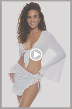 COSITA BUENA - Bell Sleeve Crop Top & Ruffle Sarong Mini Skirt • White