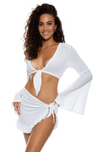 COSITA BUENA - Bell Sleeve Crop Top & Ruffle Sarong Mini Skirt • White