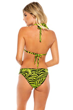 FIERCE CALL - Triangle Halter Top & Seamless Full Ruched Back Bottom • Lime