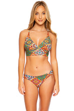 COSMO GIRL - Cross Back Bustier Top & Seamless Wavy Ruched Back Bottom • Multicolor