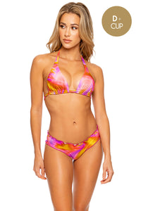 DREAMSICLE - Triangle Halter Top & Full Ruched Back Bottom • Multicolor