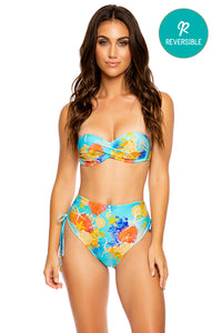 TWISTED MERMAID - Underwire Push Up Bandeau Top & High Waist Bottom • Multicolor