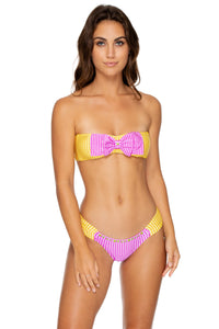 CORAZON LATINO - Bow Bandeau Top & Scrunch Side Moderate Bottom • Berry