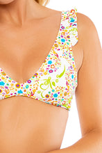 SECRET GARDEN - Ruffle Cross Back Halter Top & High Leg Bottom • Multicolor