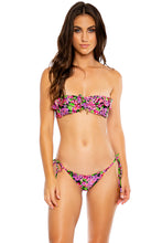 SEXY SEÑORITA - Ruffle Bandeau & Tie Side Brazilian Bottom • Pink Black