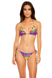 DULCE TORMENTO - Triangle Top & Wavy Ruched Back Tie Side Bottom • Multicolor