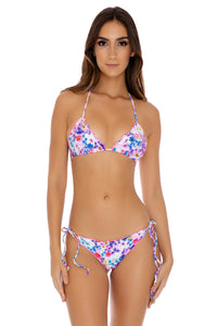 FANTASIA - Crystallized Wavey Triangle Top & Crystallized Tie Side Thong Botom • Multicolor