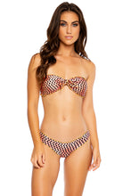 GLAM LOVIN - Wavy Tie Front Bandeau & Full Ruched Back Bottom • Coral