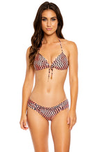 GLAM LOVIN - Molded Push Up Bandeau Halter Top & Scrunch Side Full Bottom • Coral