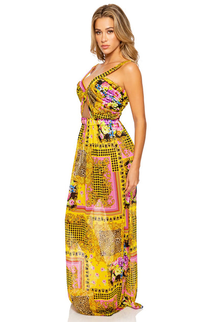 BACK  IN TIME - Timeless Cut Out Long Dress • Multicolor