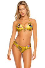 BACK  IN TIME - Molded Push Up Bandeau Halter Top & Scrunch Side Full Bottom • Multicolor