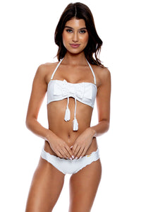BESOS Y LAZOS - Bow Bandeau Top & Full Ruched Back Bottom • White