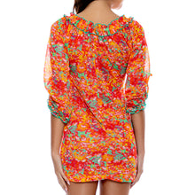 FIESTA DE FLORES - Ruffle V Neck Dress