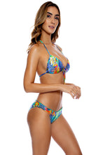 AGUA DE FUEGO - Molded Push Up Bandeau Halter Top & Full Ruched Back Bottom • Multicolor