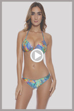 AGUA DE FUEGO - Molded Push Up Bandeau Halter Top & Full Ruched Back Bottom • Multicolor