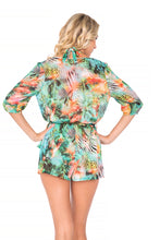 MIAMI NICE - Wrap Front 3/4 Sleeve Romper • Multicolor