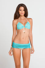 BURBUJAS DE AMOR - Molded Push Up Bandeau Halter Top & Full Coverage Skirt Bottom • Aqua