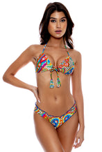 SAMBA CARACOL - Molded Push Up Bandeau Halter Top & Full Ruched Back Bottom • Multicolor