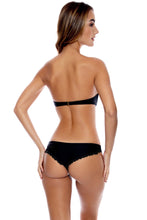 SI, SOY SIRENA - Scalloped Underwire Push Up Bandeau Top & Scalloped Back Minimal Coverage Bottom • Black