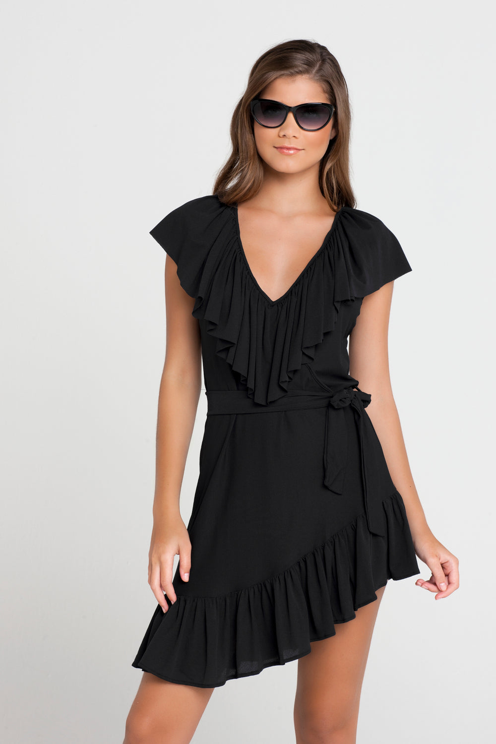 COSITA BUENA - Unwrap Me Mini Dress • Black