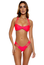 VERANO DE RUMBA - Multi Cross Strap Bra Top & Strappy Cut Out Tiny Bottom • Bombshell Red
