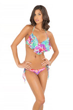PEQUEÑO PARAISO - Cascade Push Up Underwire Top & Wavy Ruched Back Brazilian Tie Side Bottom • Multicolor