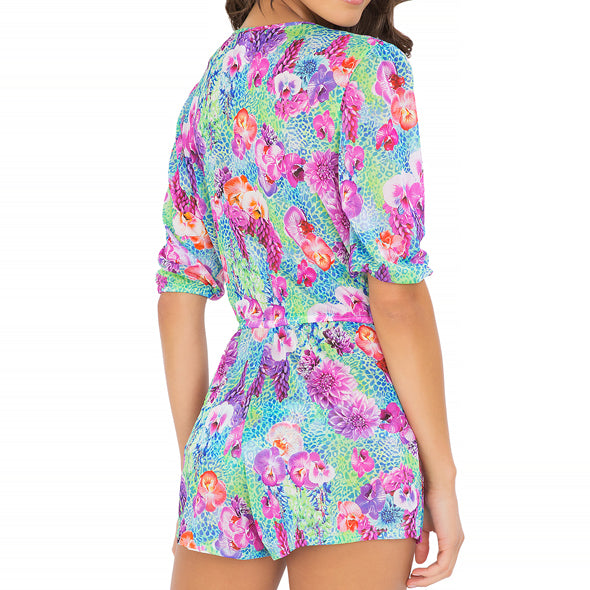PEQUEÑO PARAISO - Wrap Front 3/4 Sleeve Romper