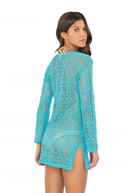 MIAMI NIGHTS - Plunge Dress • Aruba Blue