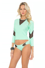 FOR YOUR EYES ONLY - V Front Net Insert Rashguard & Net Sides Moderate Bottom • Mint Convertible